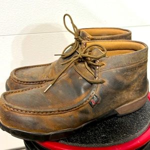 Justin Men's Cappie Dark Brown Driving Moc Toe Lace Up Casual Steel Toe Boot